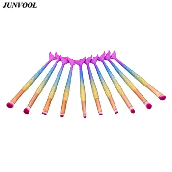 

10pcs Fish Eye Makeup Cosmetic Brushes Rainbow Mermaid Design Foundation Powder Facial Blush Eyeshadow Lips Make Up Brush Tools