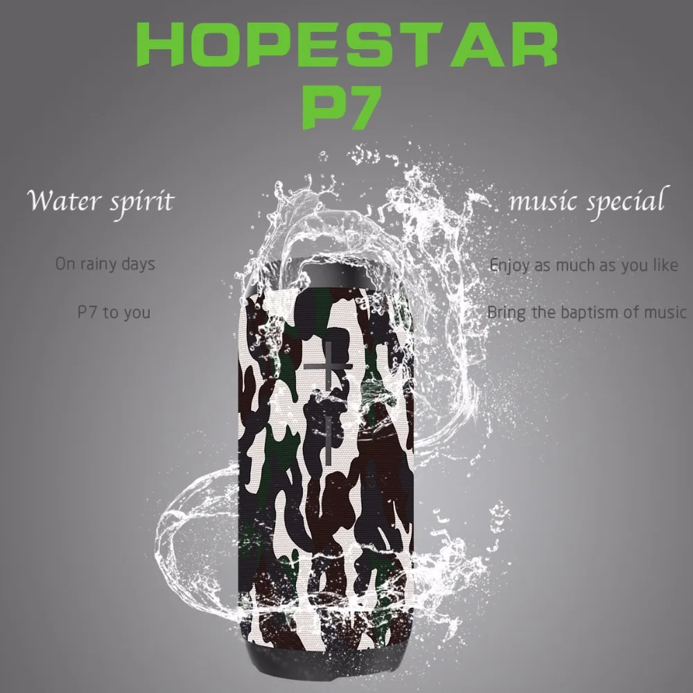 HOPESTAR P7 Портативный беспроводной Bluetooth динамик IPX6 Водонепроницаемый Колонка коробка бас мини сабвуфер стерео громкий динамик зарядка мобильный