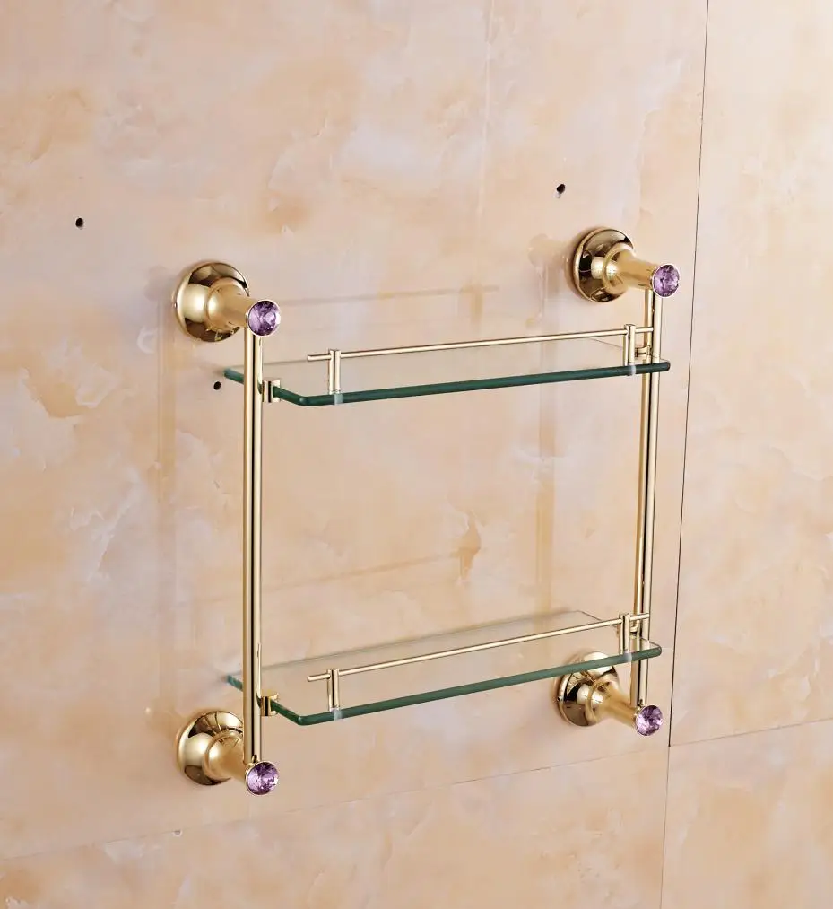 American Gold Copper shelf Luxury High Quality Brass Double Layers