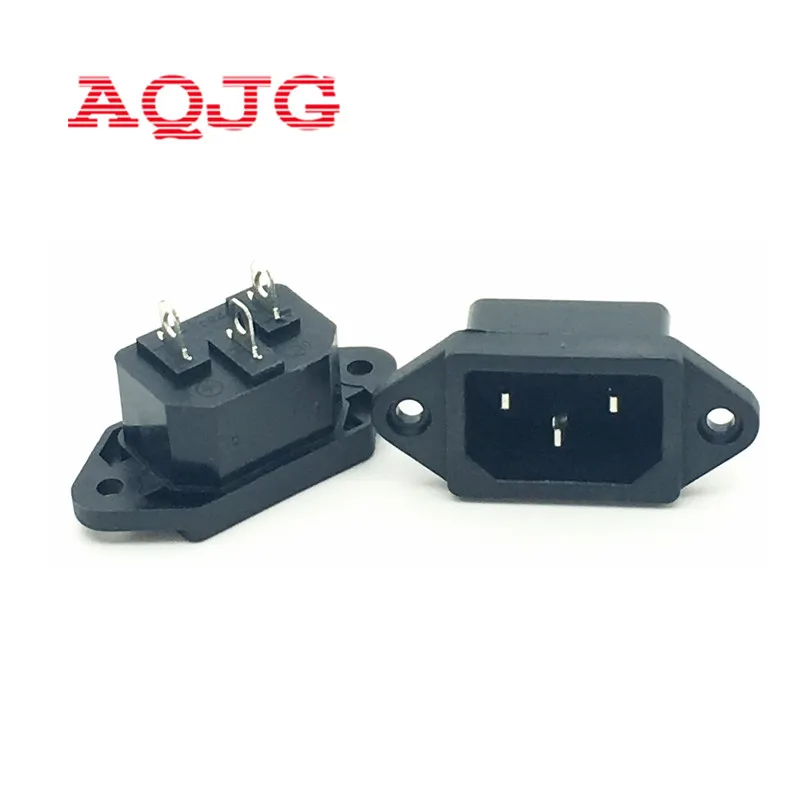 New Hot Selling 10 Pcs Black 3 Pins IEC320 C14 Inlet Power Plug Socket AC 250V 10A | Компьютеры и офис