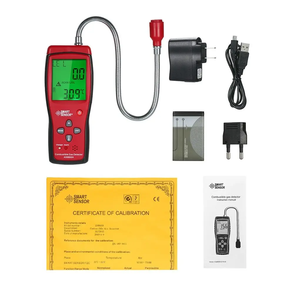 

SMART SENSOR Combustible Gas Detector Digital Combustible Gas Detection Instrument Hand-held Gas Leak Tester