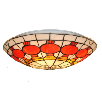 

Modern Simple Lanterns Pattern Flush Mount Light European Retro Tiffany Style Stained Glass Ceiling Lamp For Living Room CL279