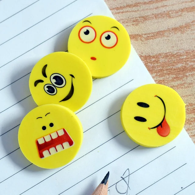 4pc Emoji Eraser Cartoon Rubber Pencil Eraser Creative Korean