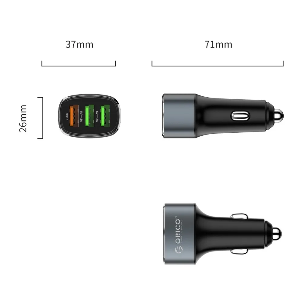 ORICO USB быстрое зарядное устройство 3,0 быстрое зарядное устройство автомобильное зарядное устройство 3 USB автомобильный адаптер зарядного устройства для телефона для iphone huawei samsung универсальный телефон