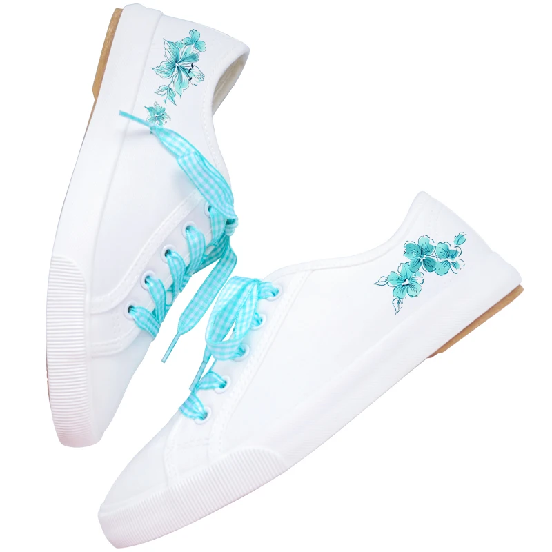 

Summer Original Small Fresh Graffiti Canvas Shoes Female Student Literary Wild White Shoes Flat Bottom Strap Casual Shoes