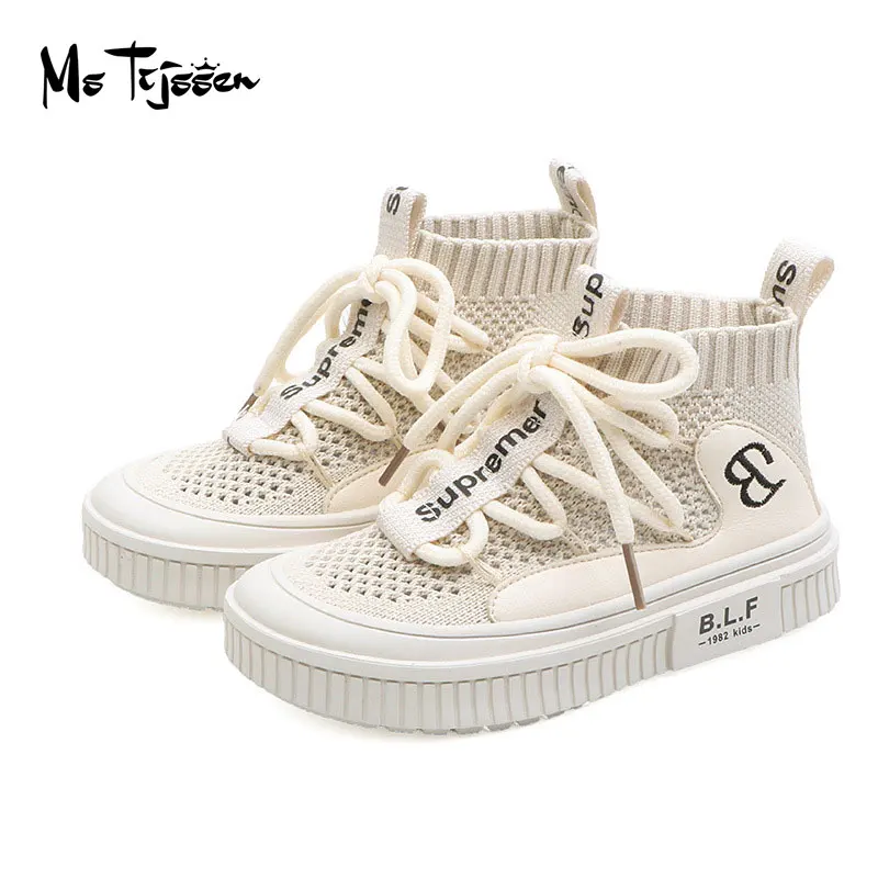 

4-13 Years Children's Flyknitted High Top Girls Sock Shoes Boys Fashion Shoes MT075