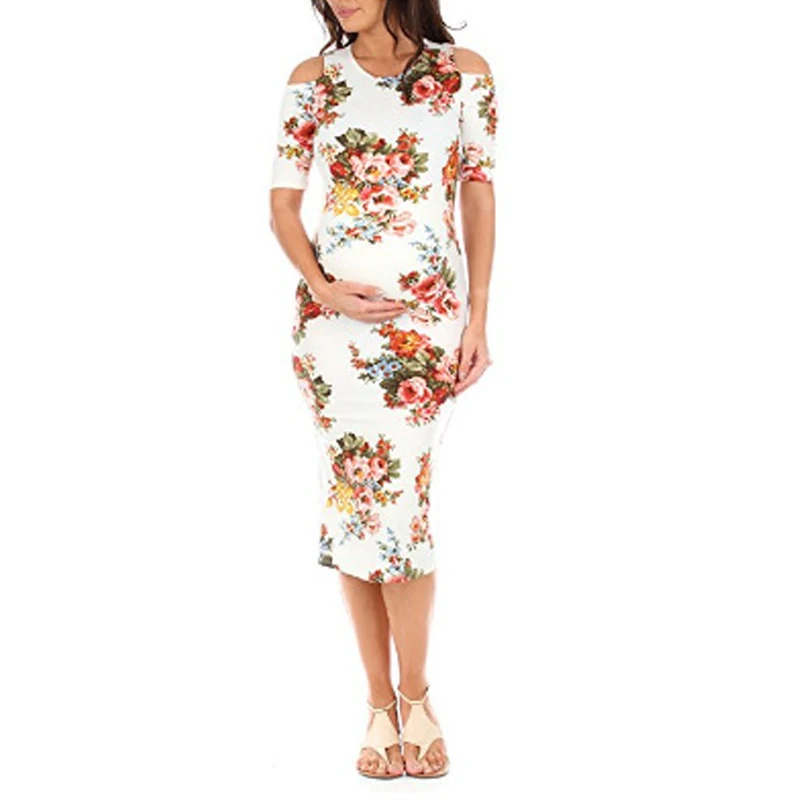 2018 Summer Floral Maternity Dresses Short sleeve Pregnancy Dress for Pregnant Women Daily Wearing Fashion Maternity Clothes (8)