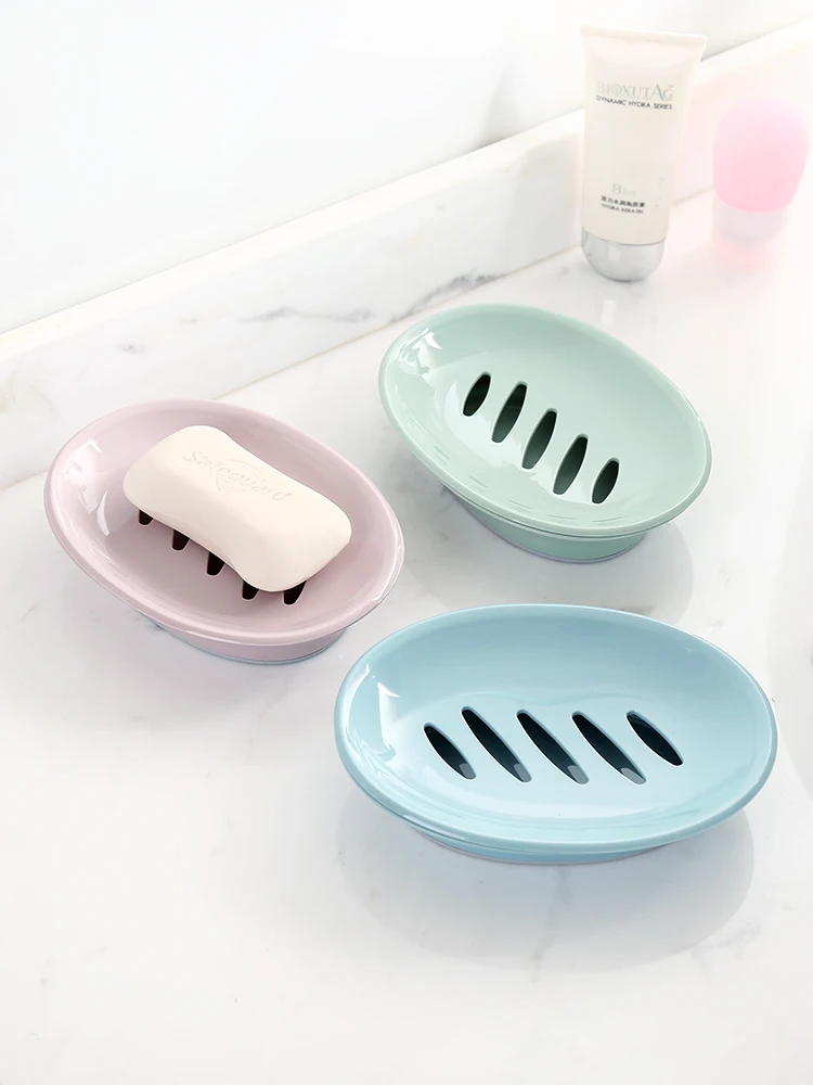 Double layer soap box bathroom portable with lid creative student dormitory free punching drain