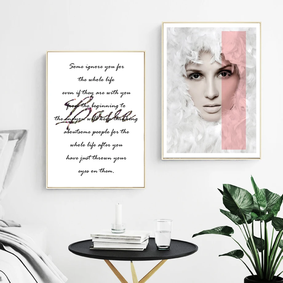 

Fashion Salon Girl Feather Quotes Wall Art Canvas Painting Nordic Posters And Prints Wall Pictures For Living Room Bedroom Decor