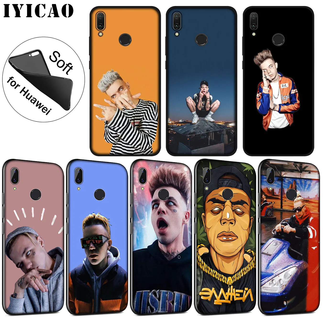 

IYICAO Allj Soft Silicone Phone Case for Huawei P30 P20 Pro P10 P9 P8 Lite Mini 2017 2016 2015 P smart Z 2019 TPU Black Cover
