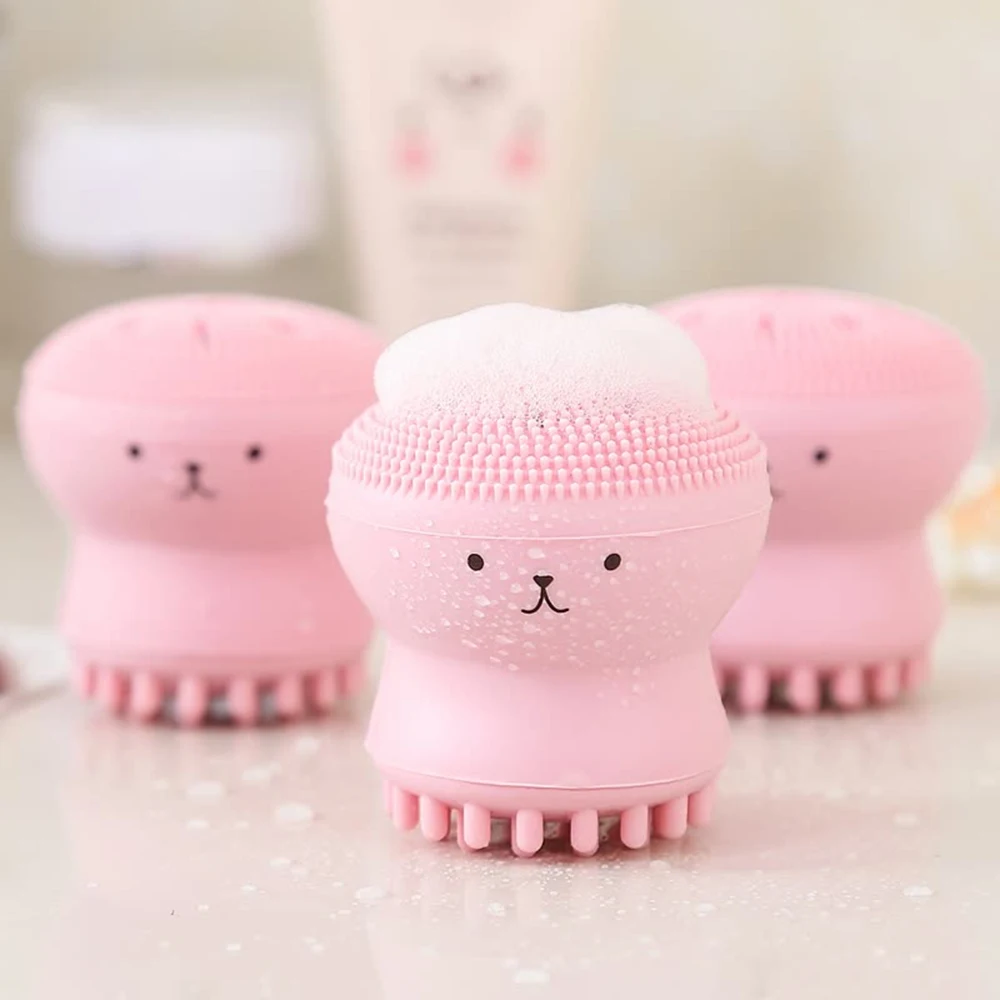 

Lovely Cute Animal Small Octopus Shape Silicone Facial Cleaning Brush Deep Pore Cleaning Exfoliator Face Washing Brush Skin Care