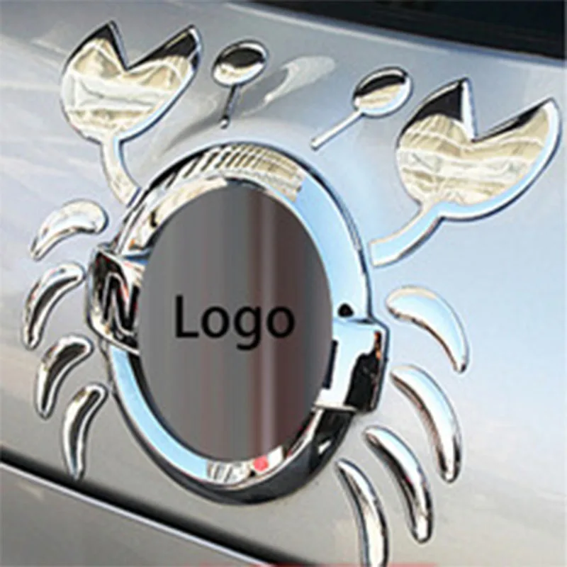 

3D Chrome Funny Crab Car Stickers Super Cool Styling Sticker on Automobile Decals Emblem Badge Logo Decoration