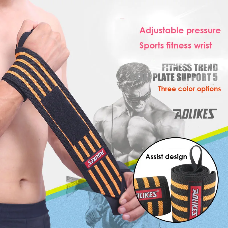 AOLIKES 1Pair Hand Safety Support Polyester Wrist Strap Weight Lifting Power lifting Bodybuilding Wrist Support A-1539