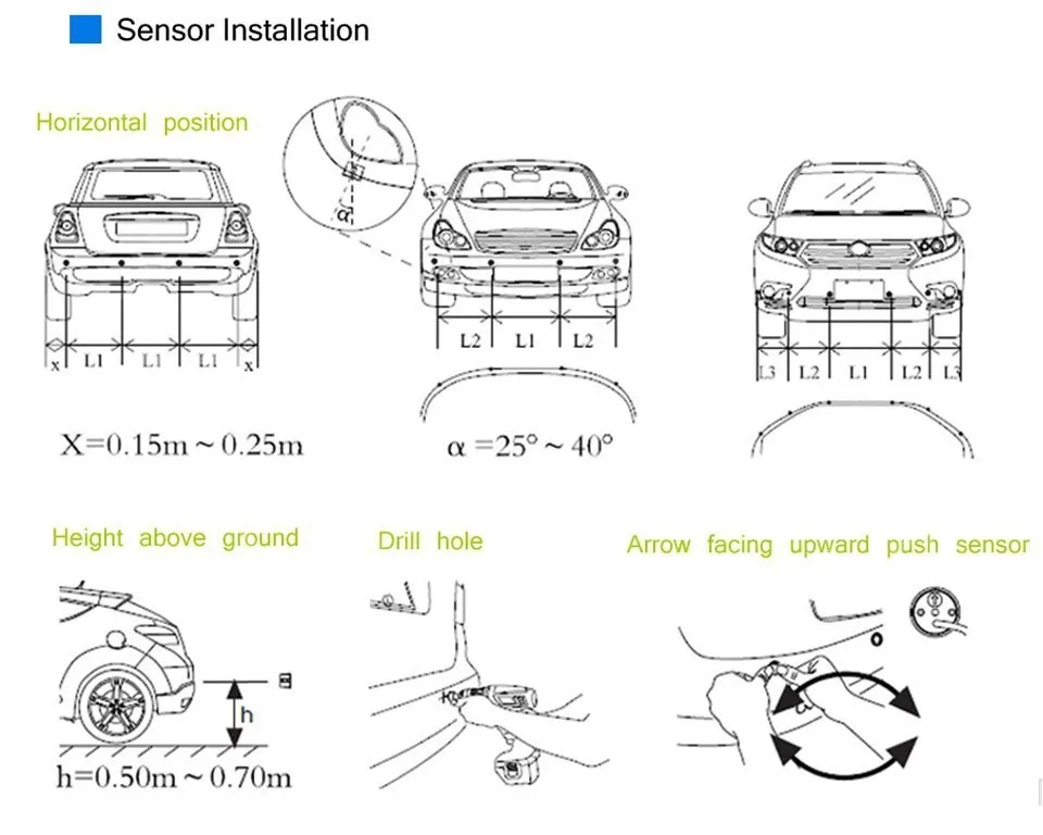 Sensor de aparcamiento para coches sin Monitor 8 sensores 9 colores