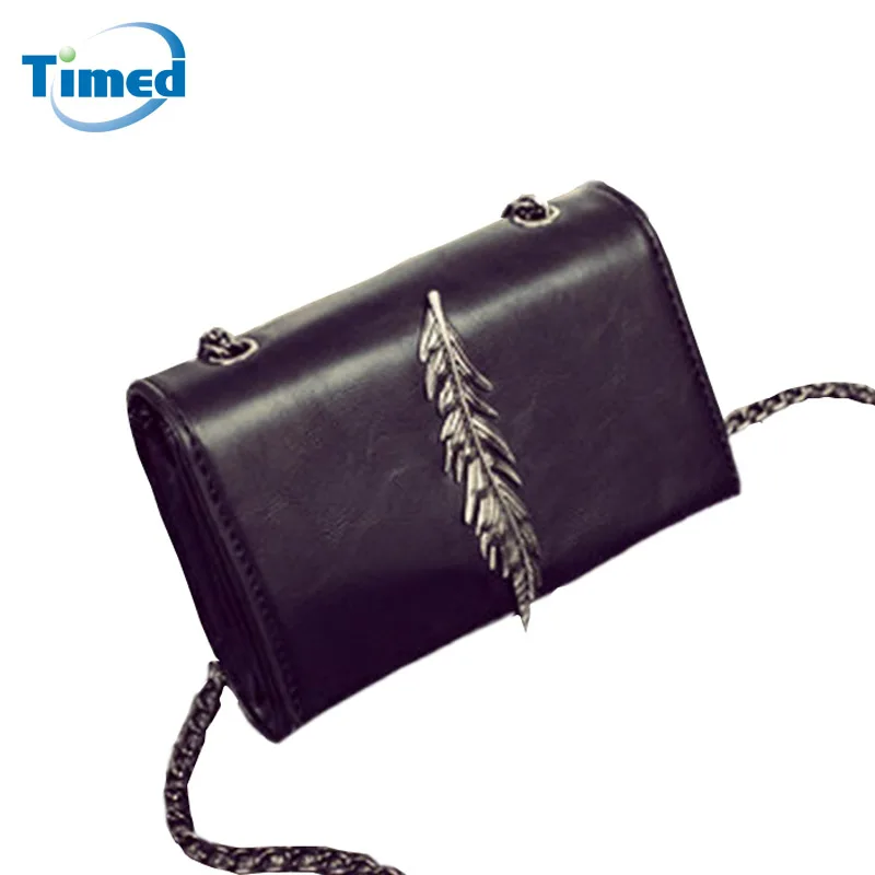 

Crossbody Bags For Women New Arrival Designer Fashion Leaves Decorated PU Leather Women's Handbags Chain Shoulder Messenger Bag
