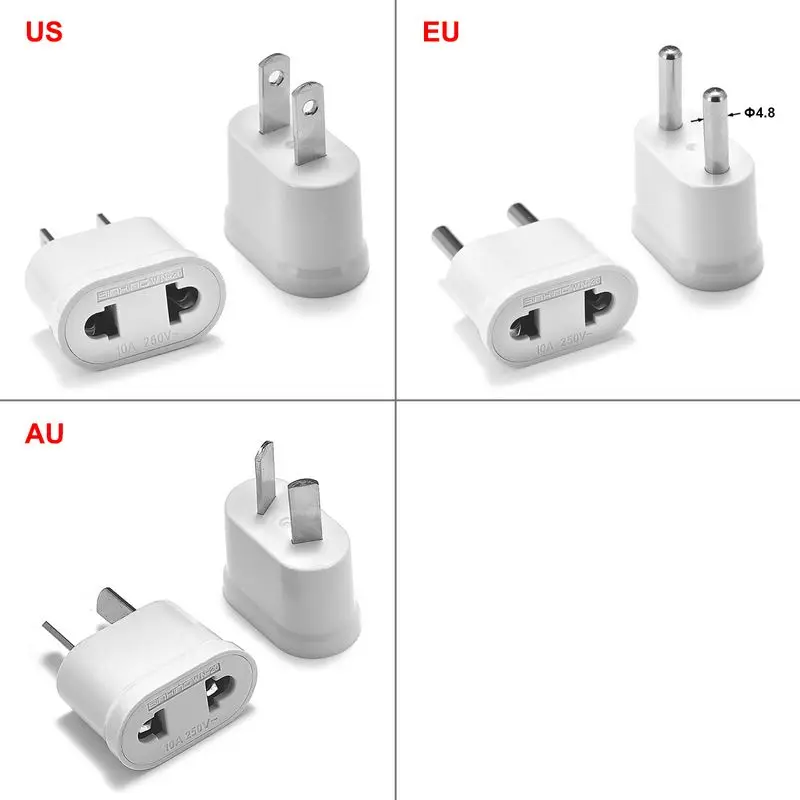2pcs EU European Power Plug American Japan US To EU Euro KR Travel