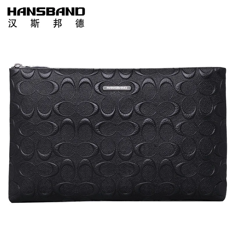

HANSBAND Genuine Leather Handbag Bag Men's Large Capacity Handbag Wallets Purse Envelope Bags