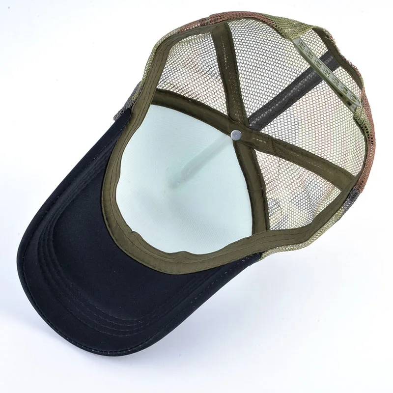 Hommes femmes en plastique crâne impression Camouflage pare-soleil Baseball maille casquette été Sports de plein air crème solaire Hip Hop réglable_voghion.com