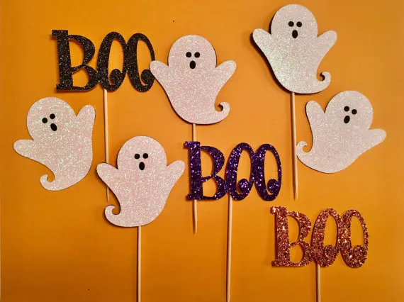 glitter ghost boo cupcake toppers birthday appetizer toothpicks halloween party picks decor in cake decorating supplies from home garden on aliexpresscom