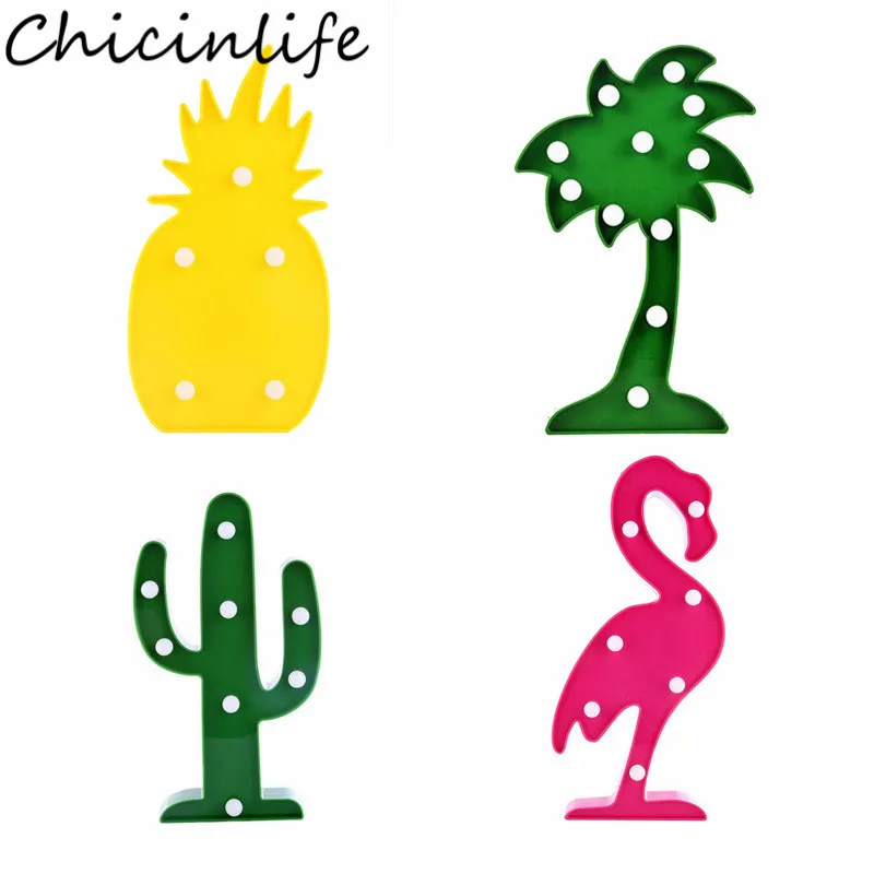 Chicinlife 1 шт. ананас кокосовое дерево фламинго кактус в форме светодиодный