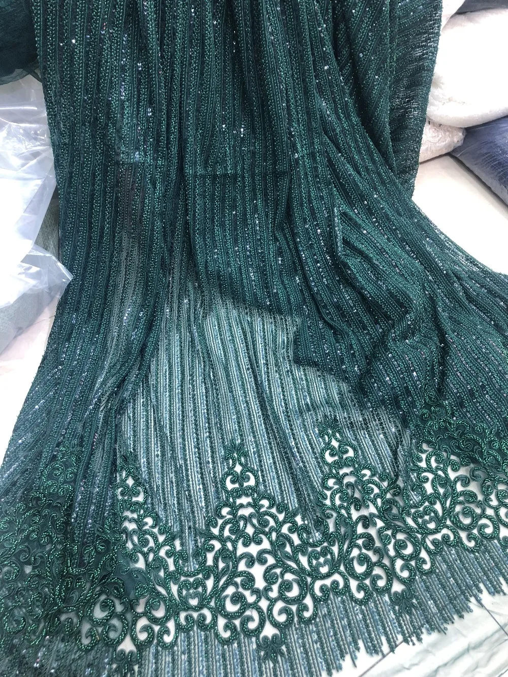 

embroidered Lace Fabric SYJ-33129 free shipping beads french net Lace Fabric for wedding dress
