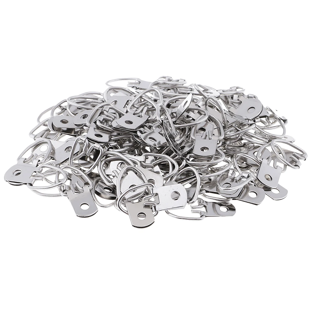 100 Pieces Single Hole D Ring Picture Frame Hangers Hooks Stronger  Wall Hangers Heavy Duty D Ring Picture Hangers