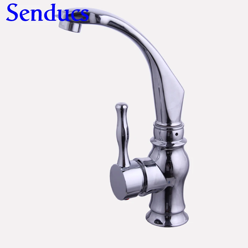 

Free shipping polished chrome basin sink faucet with deck mounted kitchen sink faucet of single lever bathroom water tap