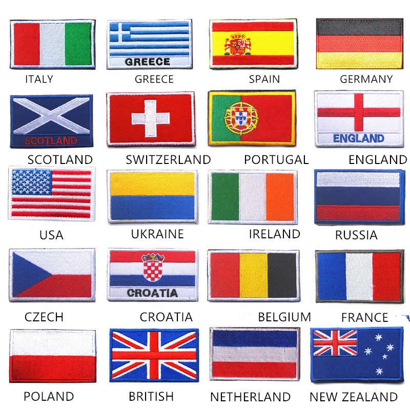 

Embroidery Armband National Flag Russia Spain Embroidered patches hook & loop Patches banner adhesive patc Clothes Accessories