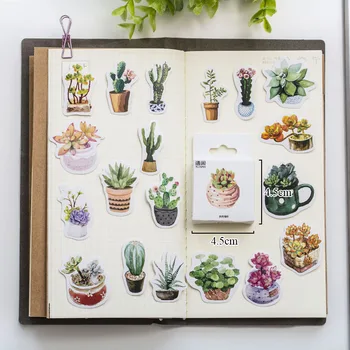 

50pcs/lot Lovely Succulent Plant Paper Sticker Decorative Adhesive Scrapbooking Diy Ablum Diary Label Stickers Cute Student Item