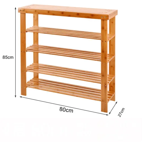 Из массива дерева из бамбука, для обуви шкаф для обуви табурет мульти-стеллаж для хранения платформенного типа собран легко sittable Тапочки стеллаж для хранения стабильный - Цвет: 80X85X27CM