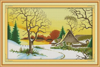 

First snow counted printed on fabric DMC 14CT 11CT Cross Stitch kits,embroidery needlework Sets,Home Decor