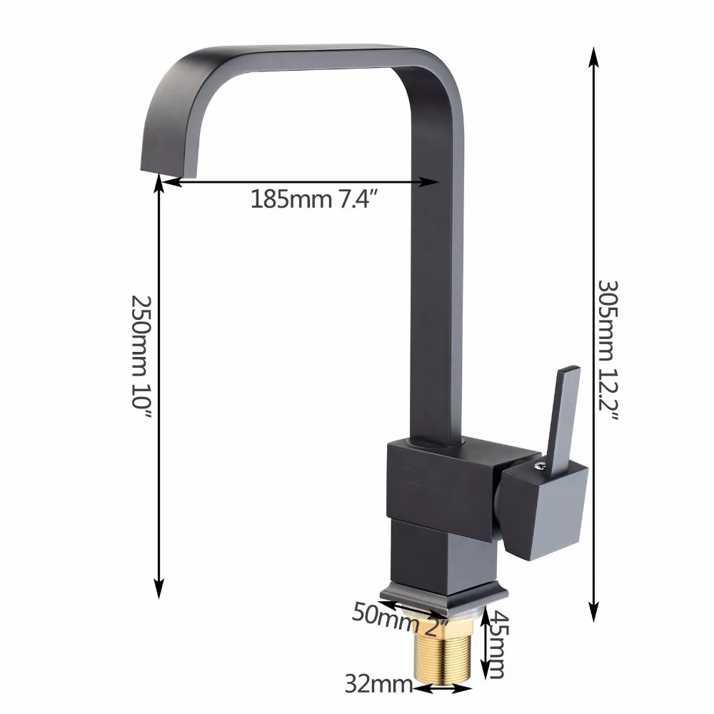 Monite черный Поворотный кухонный кран поток 1 Ручка Черный кран на бортике раковины Смеситель