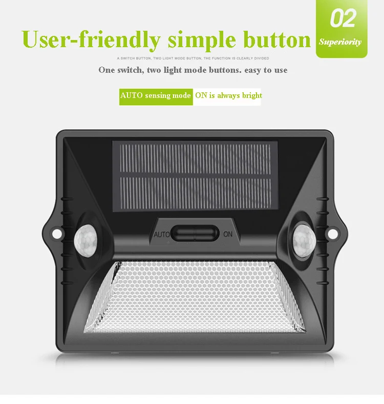 IP65 2000mA двойной датчик 3 mode Солнечный свет открытый индукции тела уличное освещение светодиодная Сад двор