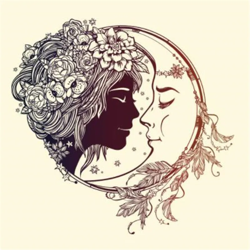 

Fashion PVC Patch Clothes Large Moon Kiss Girl Thermal Transfer Printing T shirt Women iron on patches for clothing 3D Stickers