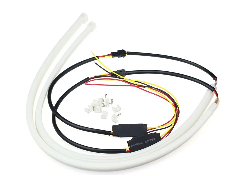 

2pcs 120cm car Flexible LED Tube Tear Strip Daytime Running Light 1-tone or 2-tone for Headlight Turn Signal Light Parking Lamps