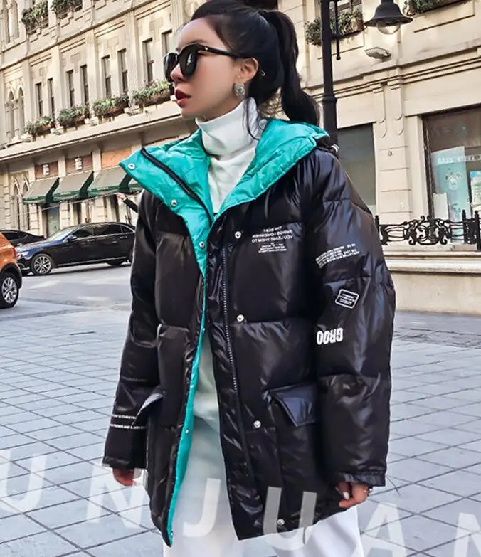 Winter Jacket Women Down Jacket 90% White Duck Down Coats Thick Warm Hooded Female Waterproof Parka Snow Outerwear - Цвет: Черный