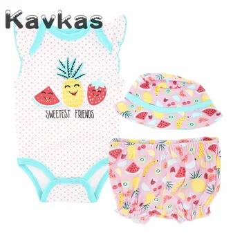 

Kavkas 2020 Baby Girls Clothes Set Summer Short Sleeve Baby Bodysuits Newborn Baby Clothing Bodysuit+Hat+Pants Infant Bebes Wear