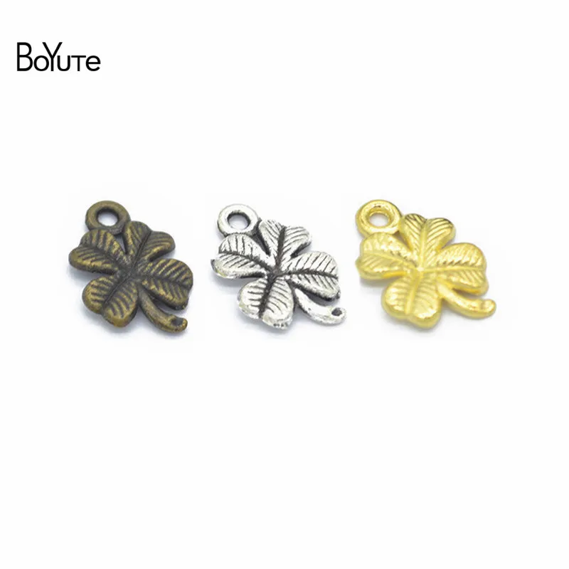 BoYuTe (100 Pieces lot) 1711MM 4 Color Metal Zinc Alloy Lucky Clover Charms for Jewelry Making Accessories (1)