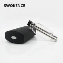 SWOKENCE высококлассные складные очки для чтения без оправы Для женщин Для мужчин Брендовая Дизайнерская обувь в 3 цветах; покрытая цельной полиуретановой кожей пожилых пресбиопические очки R124