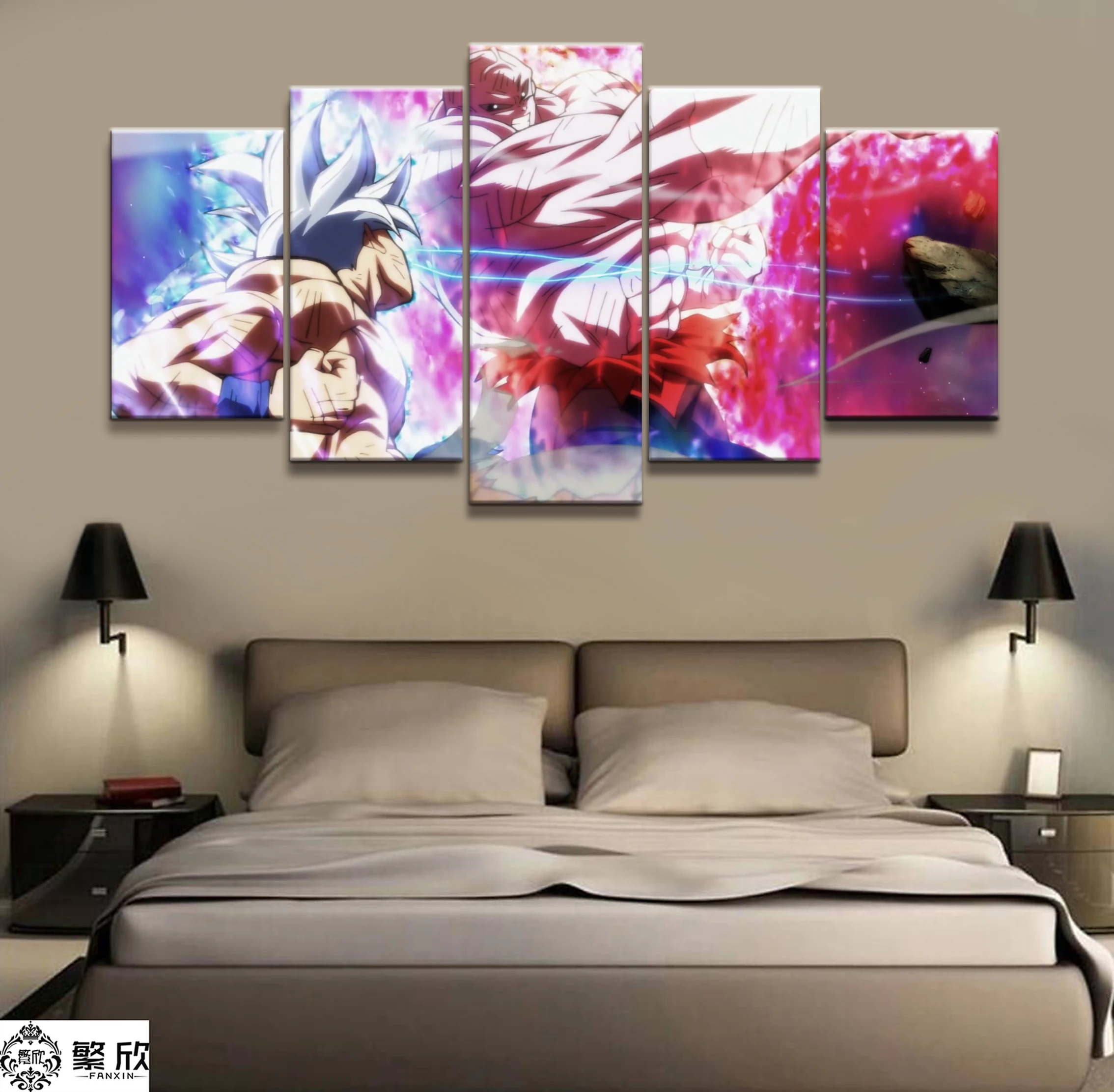 

Home Decor Modular Picture Canvas Painting 5 Piece Dragon Ball Super Son Goku Animation Poster Wall For Living Room Modern