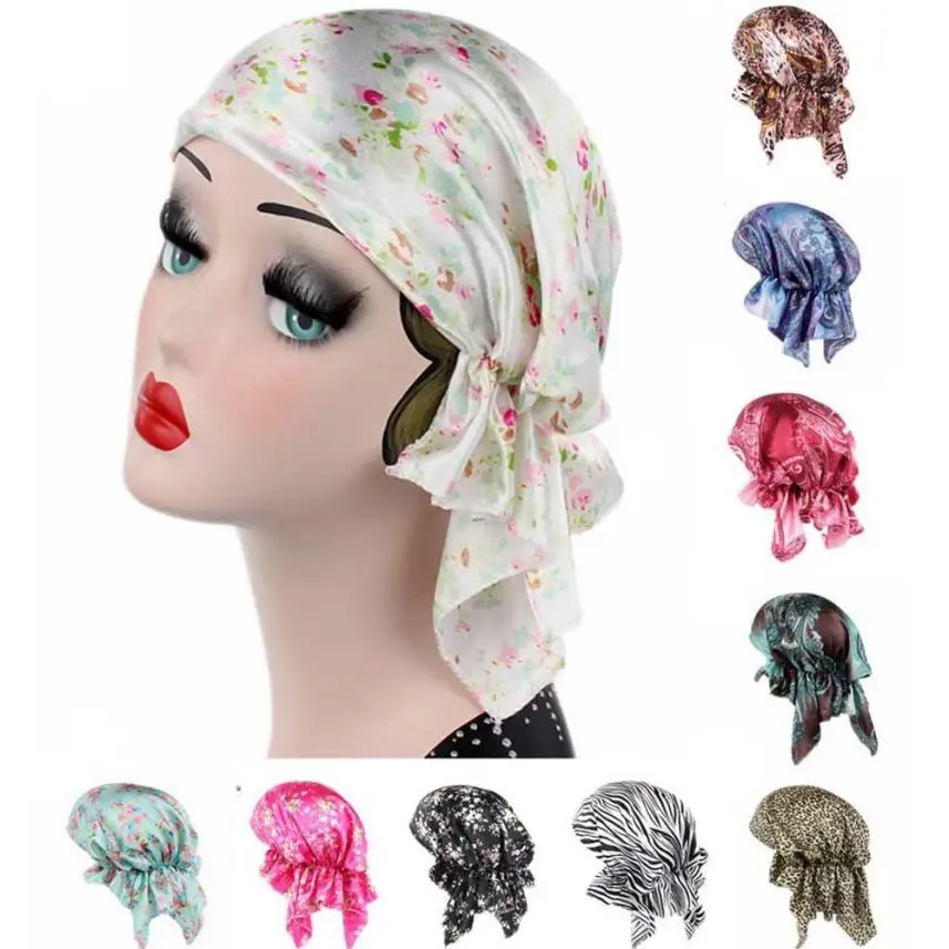 

Vintage Bandanas Women Hairwarp Muslim Islamic Turban Headwear Bonnet Lady Printing Beanie Headcover Hijib Headband Female JY303