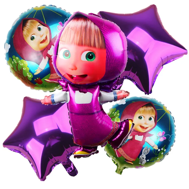5 воздушных шаров Martha из фольги и круглый шар декоративный Гелиевый детская