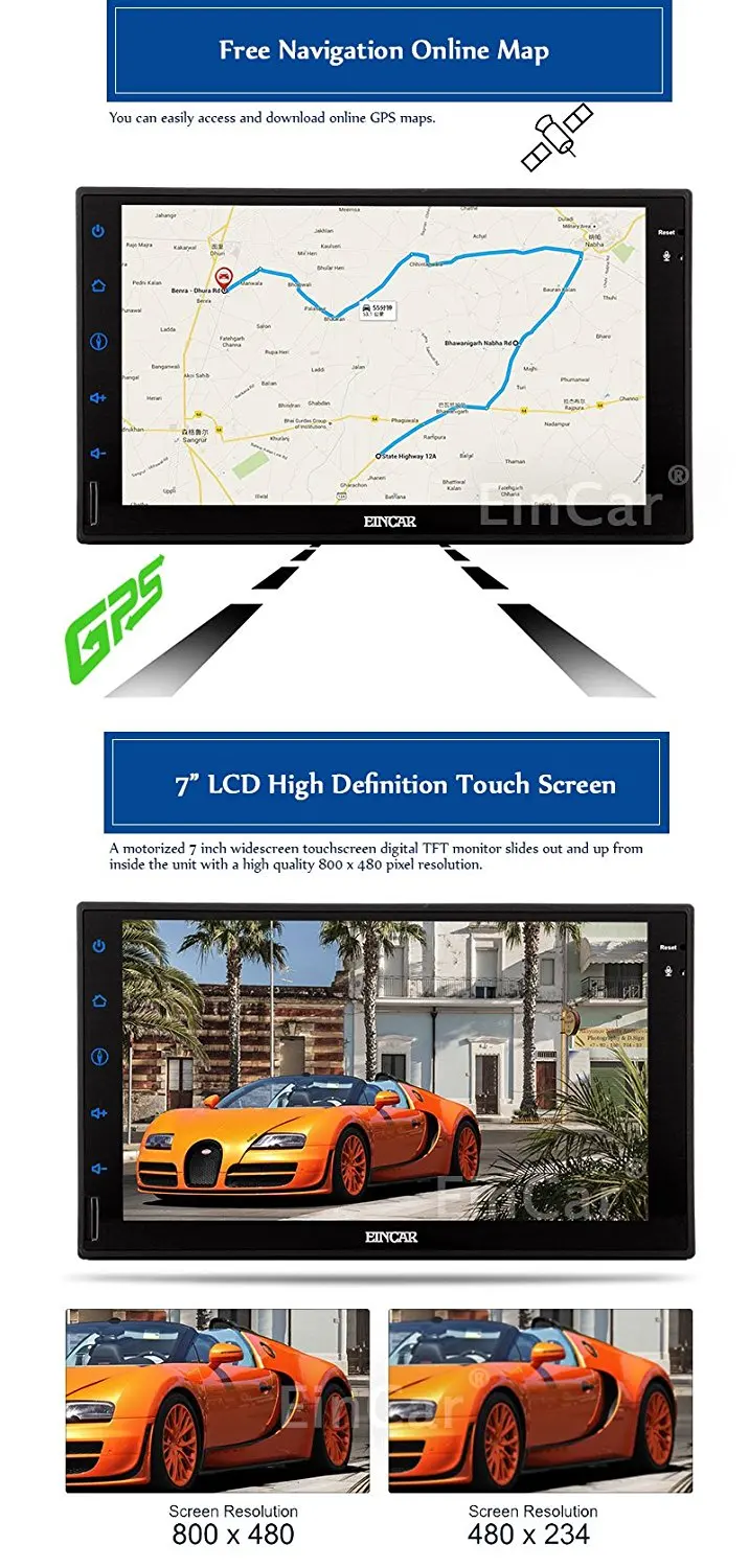 Perfect 2 din Android 6.0 headunit Car PC 1080p radio GPS autoradio Stereo Audio Player with touch screen GPS map Navigation in console 3