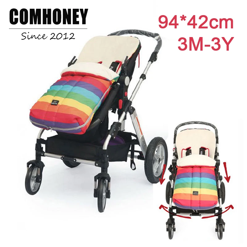 Baby Stroller Sleeping Bag Newborn Warm Rainbow Winter Envelope For Pram Kids Toddler Sleep Sack Swaddle Cart Set Bedding |