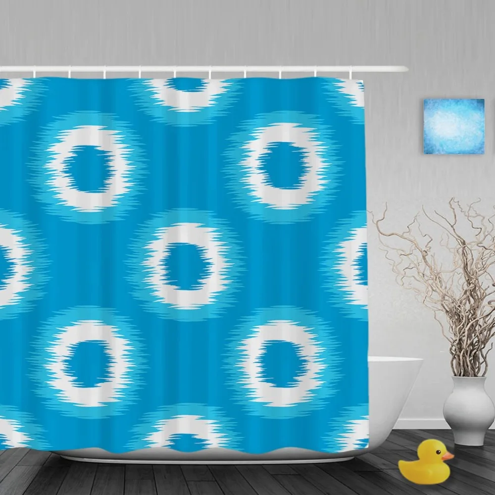 Abstract Faux Tie Dye Weave Bathroom Shower Curtain Textile Pattern