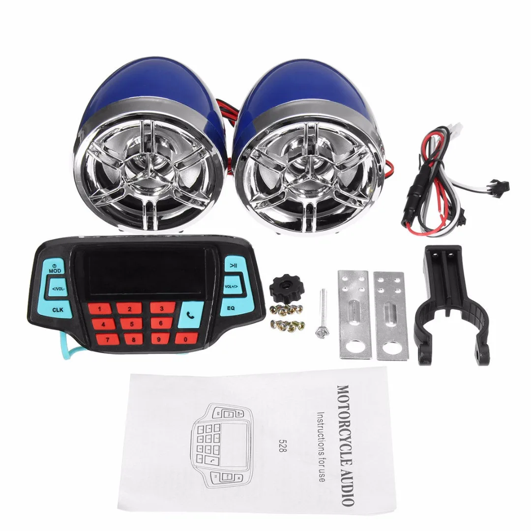 Newest 12V Bluetooth Motorcycle Handlebar Audio System FM Radio MP3 Speaker USB