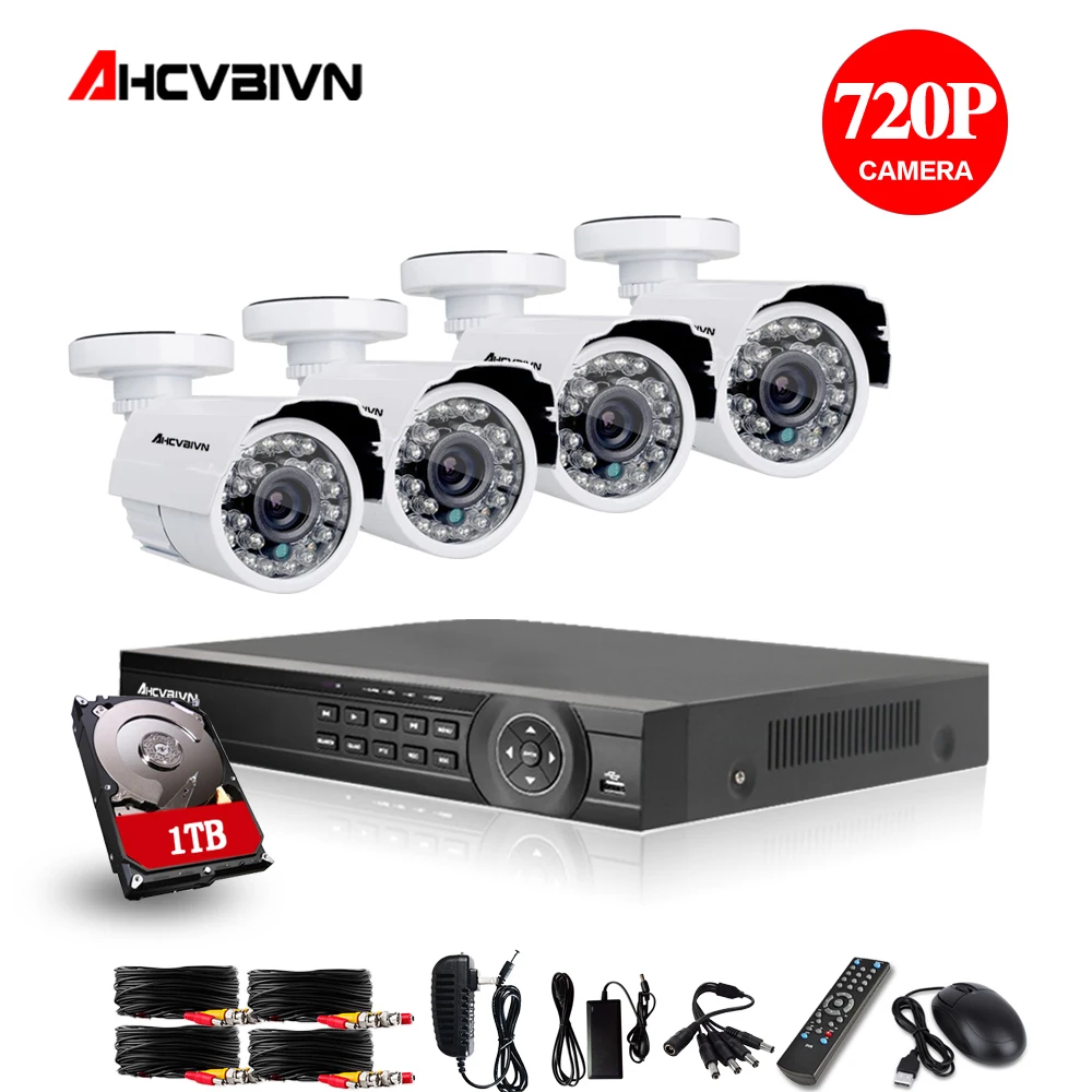 4CH CCTV система 1080P HDMI 1080N 5 в 1 AHD CCTV DVR 4 шт. 1,0 МП уличная инфракрасная камера видеонаблюдения 2000 TVL камера видеонаблюдения комплект