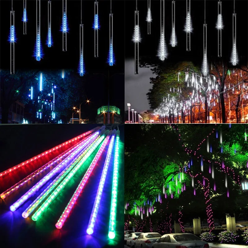 Garland 8 Tubes LED Meteor Shower Rain string light 50cm 30cm Icicle Snowfall raindrop Xmas gerlyanda decoration + Power adapter Garland 8 Tubes LED Meteor Shower Rain string light 50cm 30cm Icicle Snowfall raindrop Xmas gerlyanda decoration + Power adapter