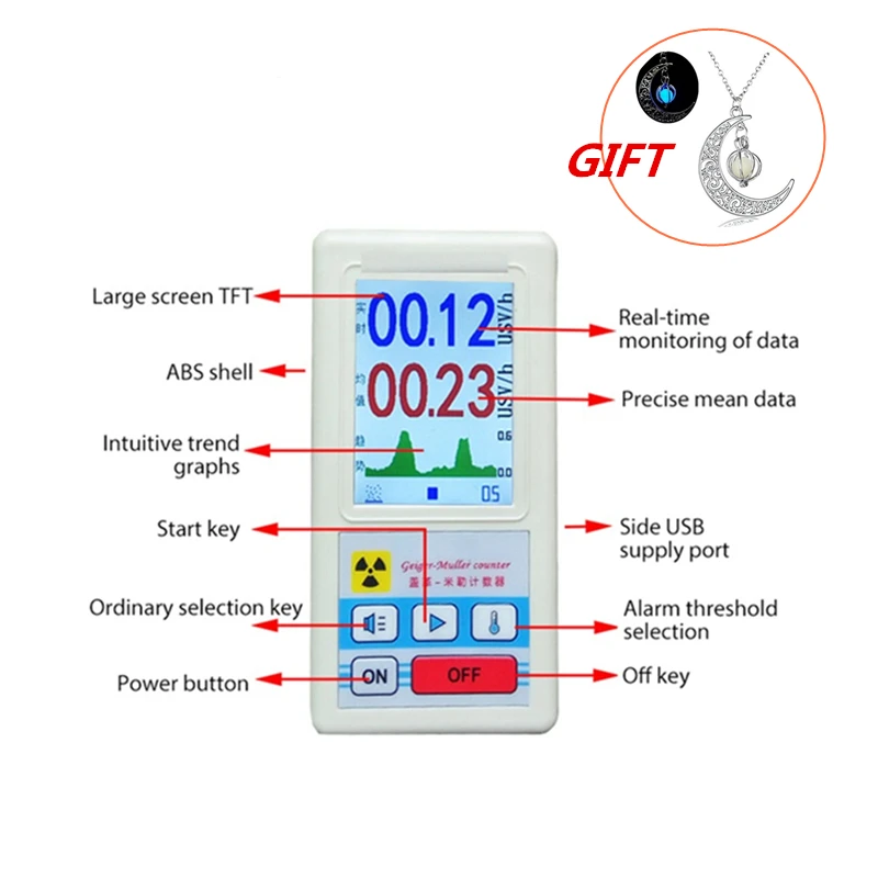 

Radioactive Detector LCD Dosimeter Counter Nuclear Radiation Detector Beta Gamma X-ray Detector Counter Radioactivity Detector 6