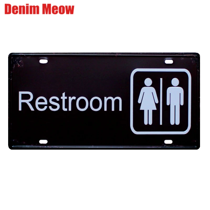 

Restroom Vintage Metal Tin Signs Car Motorcycle Decor Tools Plates Garage Home Decorative License Wall Stickers 15X30CM N156